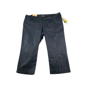 Mossimo Black Cropped‎ Pants Straight Leg Mid Rise Women Size 16 Stretch